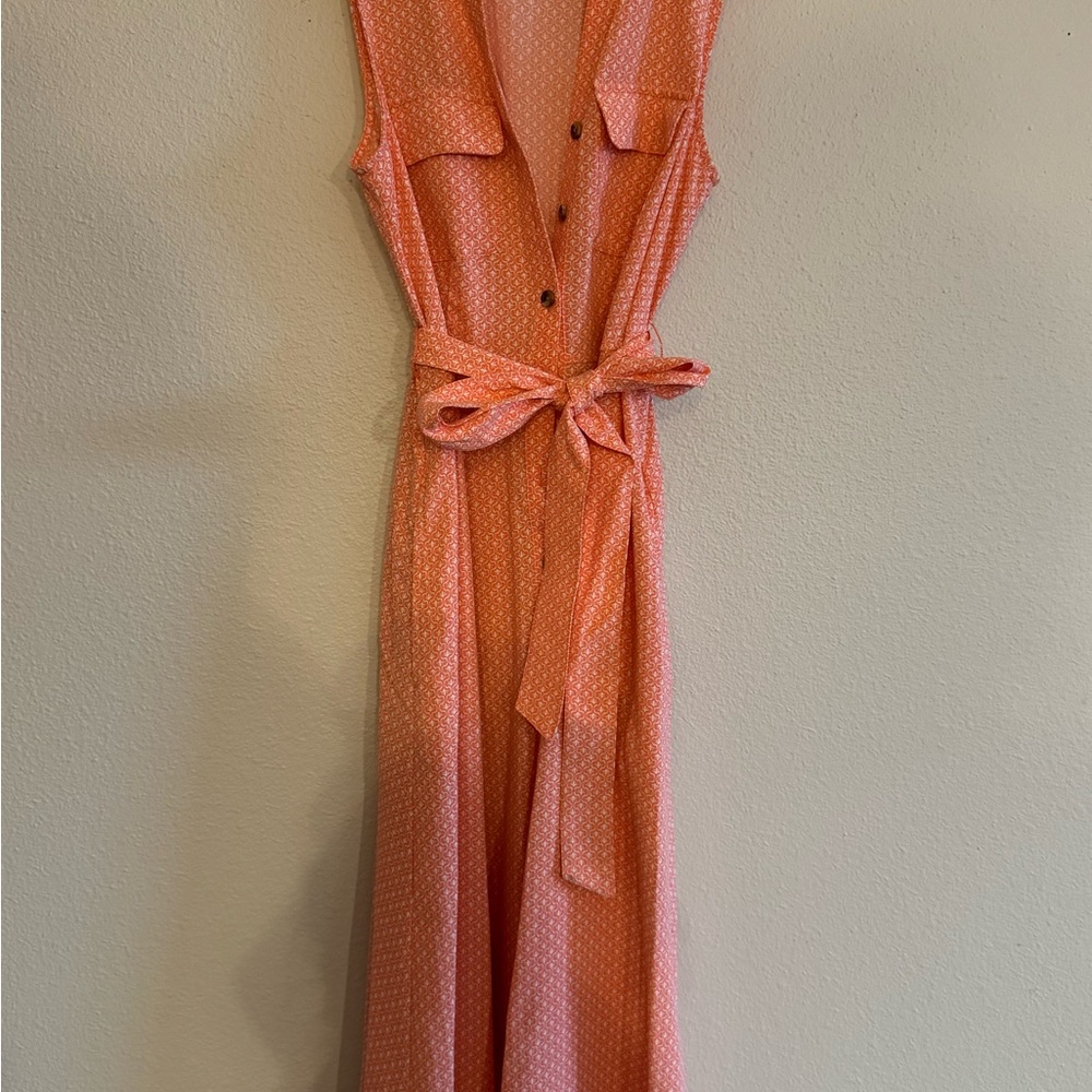Sleeveless Orange Polka Dot Dress